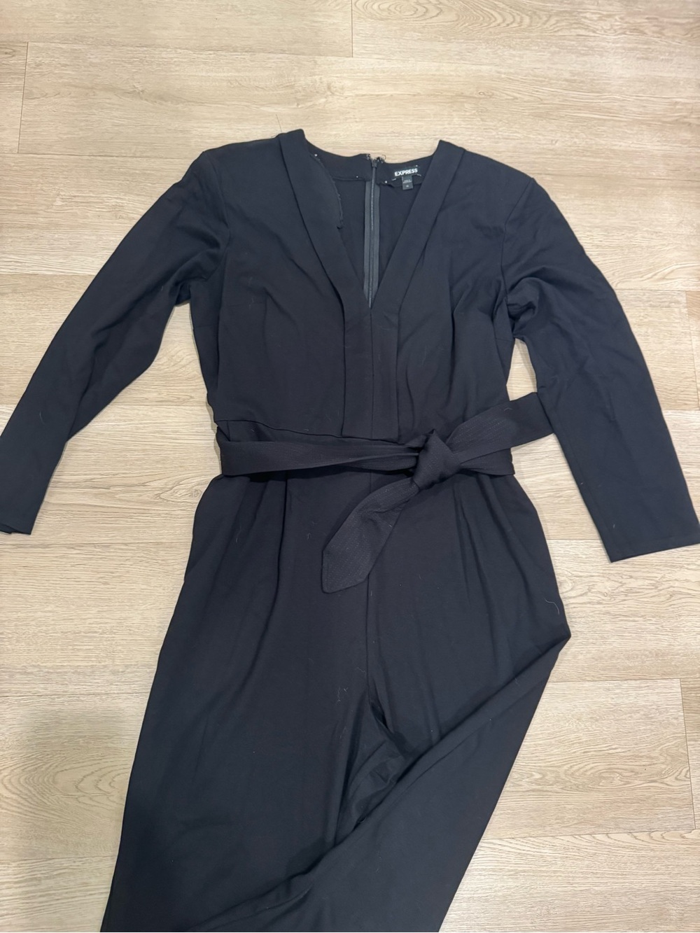 Express Black V-Neck Tie-Waist Jumpsuit